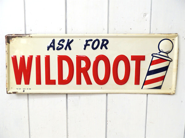 1940y~1950・WILDROOT BARBER・理髪店・ヴィンテージ・スチールサイン・看板 u0026ndash; First Trip