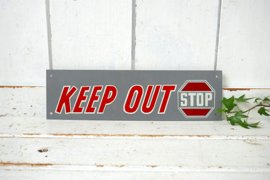 KEEP OUT 立ち入り禁止 STOP 立ち止まれ ヴィンテージサイン 看板 1960~1970 ミッドセンチュリー