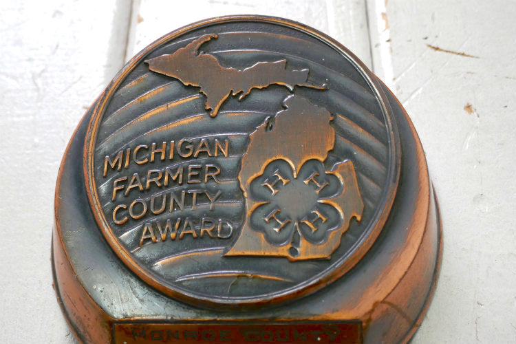 Michigan Farmer County Award ミシガン州 銅製 40's ヴィンテージ トロフィー アワード USA