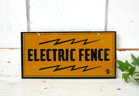 ELECTRIC FENCE 電気柵 アメリカンビンテージ ティン製 ヴィンテージ サイン プレート 看板 工業系 USA