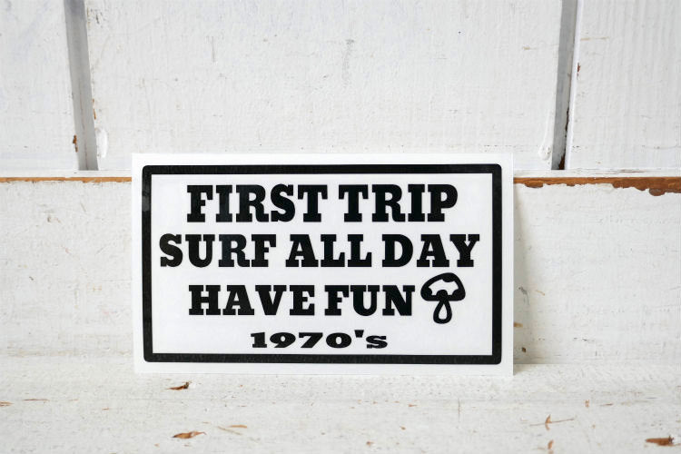 First Trip Surf All Day Have Fun ファースト トリップ 長方形 オリジナル 切り文字 カッティング ステッカー ブラック 黒 屋外用 防水