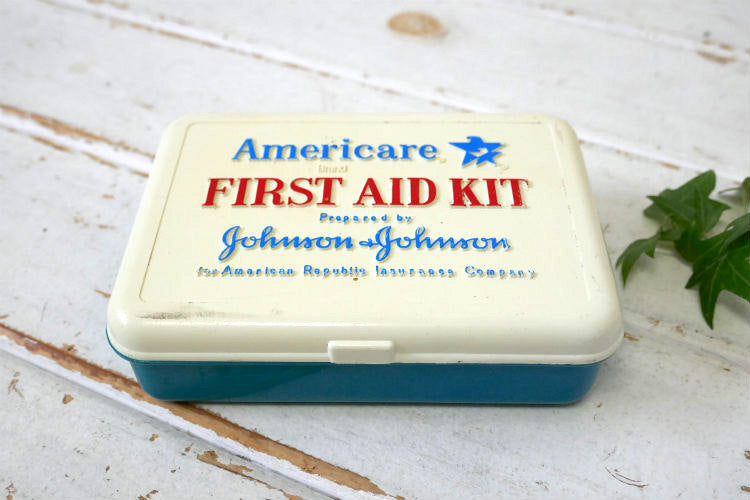 American Republic Insurance Co ジョンソン&ジョンソン FIRST AID KIT 仕切り付き ヴィンテージ 救急箱 ファーストエイド USA