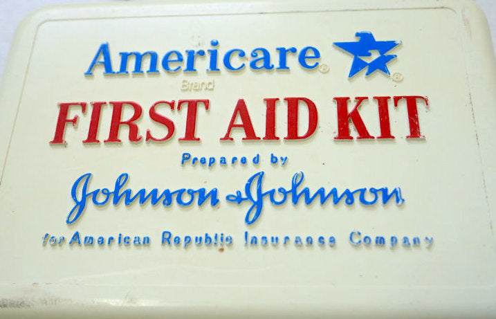 American Republic Insurance Co ジョンソン&ジョンソン FIRST AID KIT 仕切り付き ヴィンテージ 救急箱 ファーストエイド USA