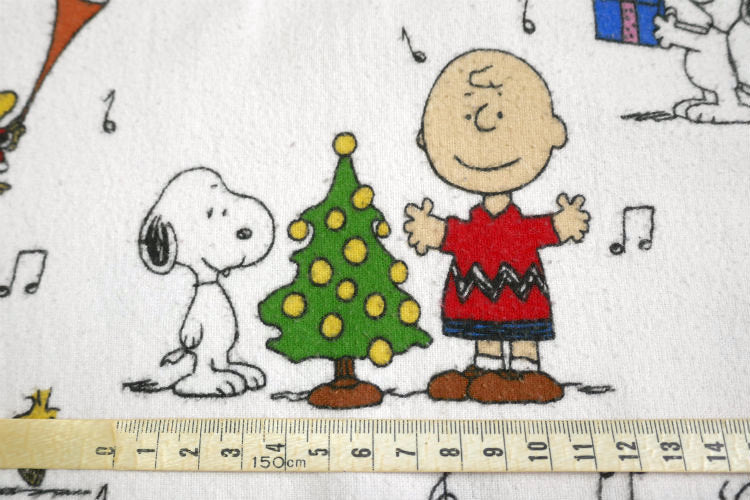 スヌーピー SNOOPY ピーナッツの仲間 ピーナッツギャング クリスマス柄 コットン100% フランネル素材 ユーズドシーツ (1/4) ポルトガル製