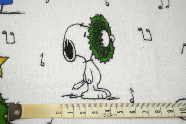 スヌーピー SNOOPY ピーナッツの仲間 ピーナッツギャング クリスマス柄 コットン100% フランネル素材 ユーズドシーツ (1/4) ポルトガル製