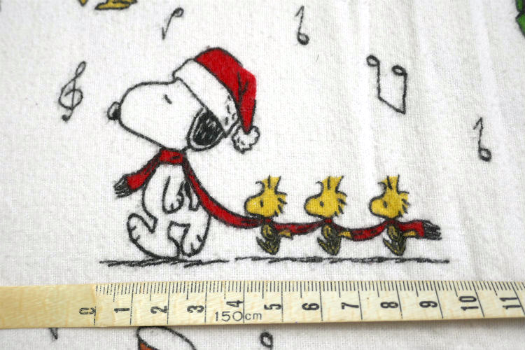 スヌーピー SNOOPY ピーナッツの仲間 ピーナッツギャング クリスマス柄 コットン100% フランネル素材 ユーズドシーツ (1/4) ポルトガル製