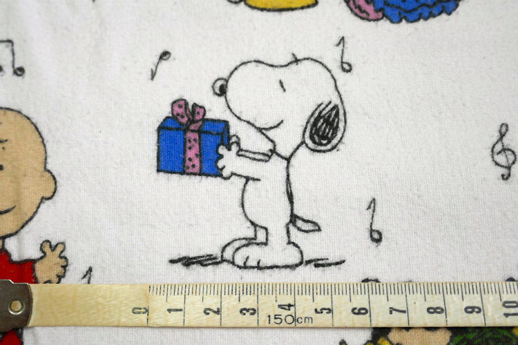 スヌーピー SNOOPY ピーナッツの仲間 ピーナッツギャング クリスマス柄 コットン100% フランネル素材 ユーズドシーツ (1/4) ポルトガル製