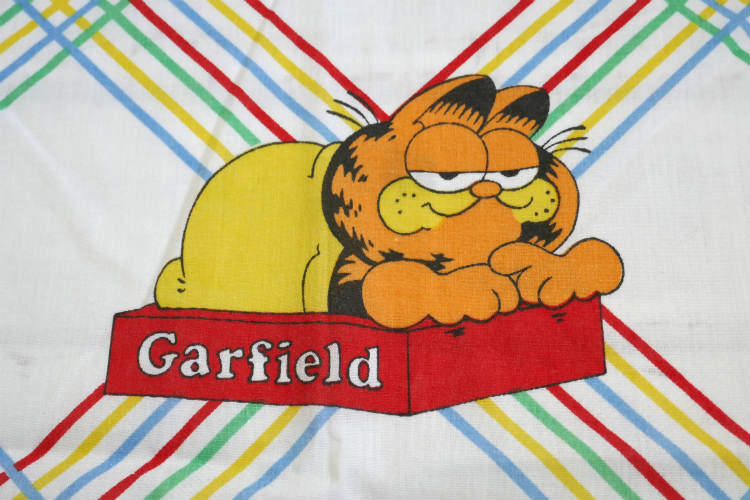 Garfield ガーフィールド ネコ アメコミ 70'sヴィンテージ ユーズドシーツ ベッドシーツ ボックスタイプ USA