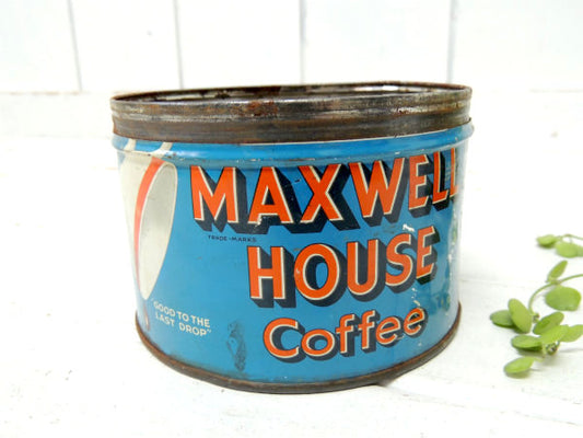 【MAXWELL HOUSE Coffee】ブリキ製・ヴィンテージ・コーヒー缶/ティン缶USA