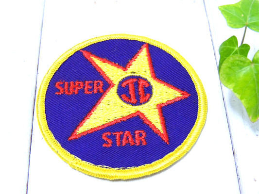 【JC・SUPER STAR】パープル×イエロー×レッド・ヴィンテージ・刺繍ワッペン