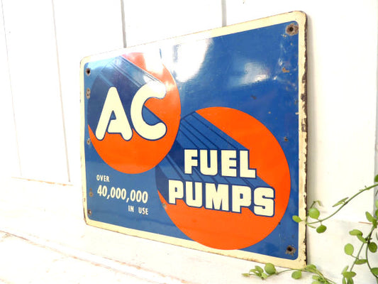 【1940s~AC/FUEL PUMPS】ヴィンテージ・スチール製・両面サイン・看板・USA