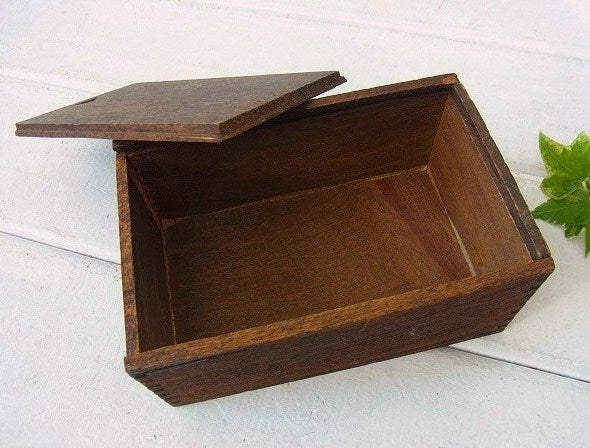 木製・小さなアンティーク・ウッドボックス/木箱/あられ組み USA