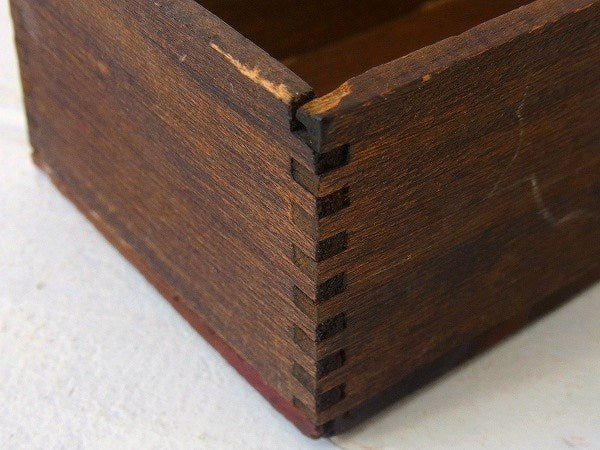 木製・小さなアンティーク・ウッドボックス/木箱/あられ組み USA