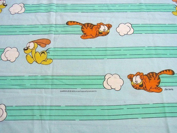 【ガーフィールド】Garfield・70'sヴィンテージ・ユーズドシーツ(フラット) USA