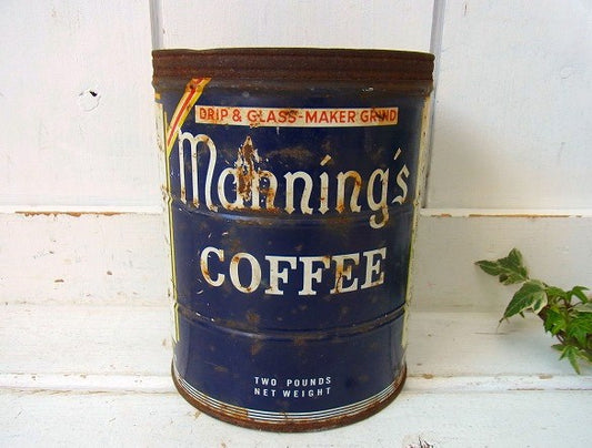 【Manning's COFFEE】ブリキ製・ヴィンテージ・コーヒー缶/ティン缶 USA