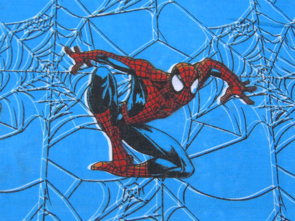 【スパイダーマン】アメリカンコミックのヒーロー・キャラクター生地・ユーズドシーツ(フラットタイプ)