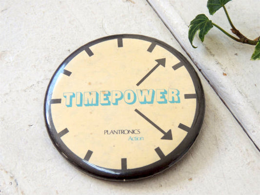 【TIMEPOWER・タイムパワー】USA・ヴィンテージ・時計型・缶バッジ・インパクト・デザイン