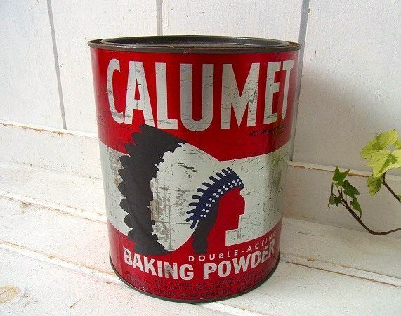 【CALUMET】インディアン柄・赤色・ヴィンテージ・ティン缶/パウダー缶 USA