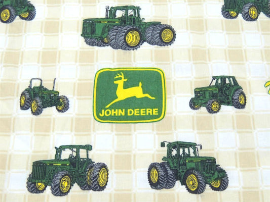 【John Deere】ジョンディア・鹿ロゴ&トラクター柄・ユーズドシーツ(ボックスタイプ)