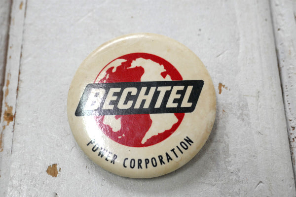 1898’s~ BECHTEL  地図・マップ・ロゴ ヴィンテージ 缶バッジ US アドバタイジング