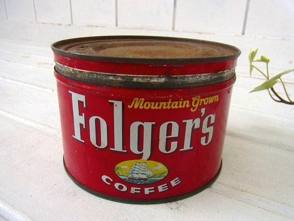 【Folgers】フォルジャーズ・ブリキ製・ヴィンテージ・コーヒー缶/ティン缶 USA