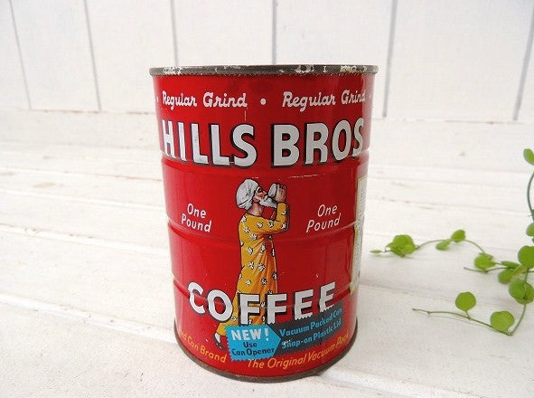 【HILLS BROS】ヒルスコーヒー・ブリキ製・ヴィンテージ・コーヒー缶/ティン缶 USA