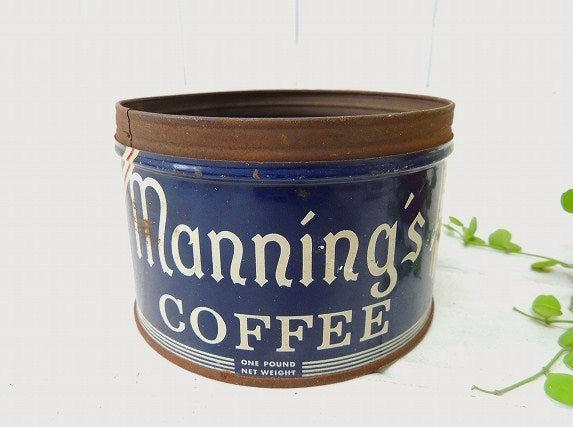 【Manning's COFFEE】ブリキ製・ヴィンテージ・コーヒー缶/ティン缶 USA