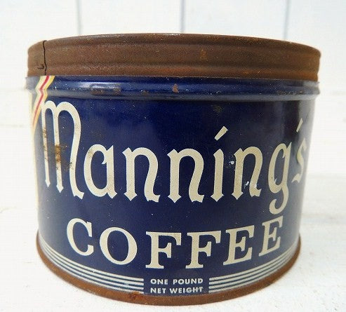 【Manning's COFFEE】ブリキ製・ヴィンテージ・コーヒー缶/ティン缶 USA