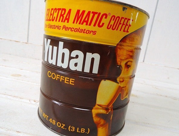 【Yuban Coffee】ユーバン・ティン製・大きめサイズのヴィンテージ・コーヒー缶/ブリキ缶