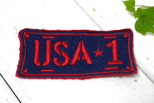 USA ★ 1 ヴィンテージ・ワッペン・刺繍 アメリカンビンテージ　紺×赤 ファッション アメカジ