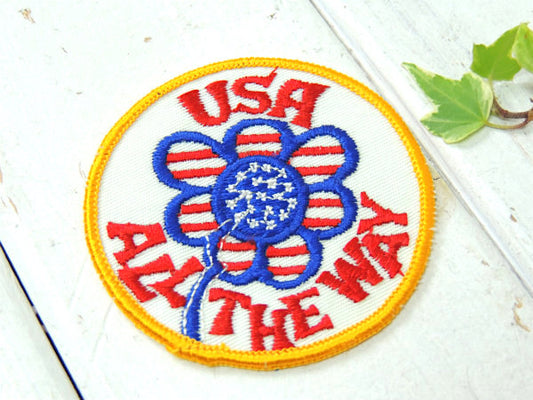 USA ALL THE WAY 花柄 カラフルポップ 70's ヴィンテージ 刺繍 ワッペン