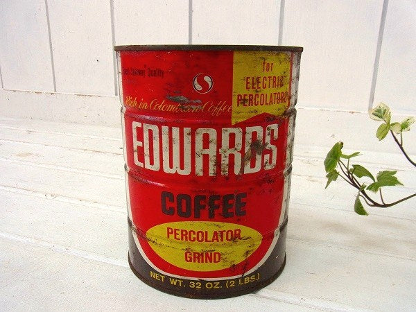 【EDWARDS COFFEE】カラフルなヴィンテージ・コーヒー缶/ティン缶 USA