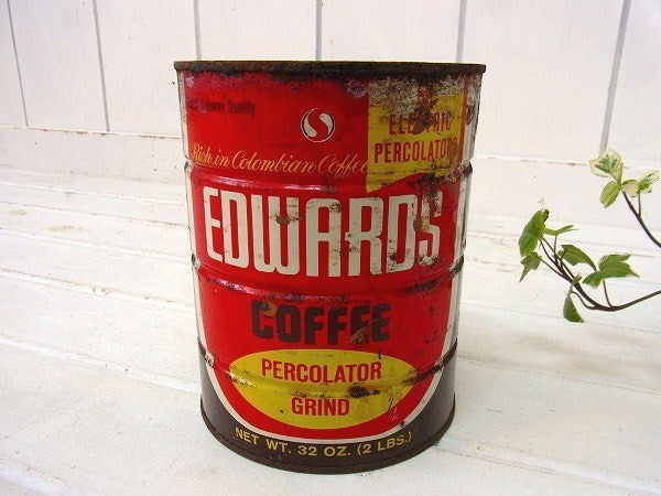 【EDWARDS COFFEE】カラフルなヴィンテージ・コーヒー缶/ティン缶 USA