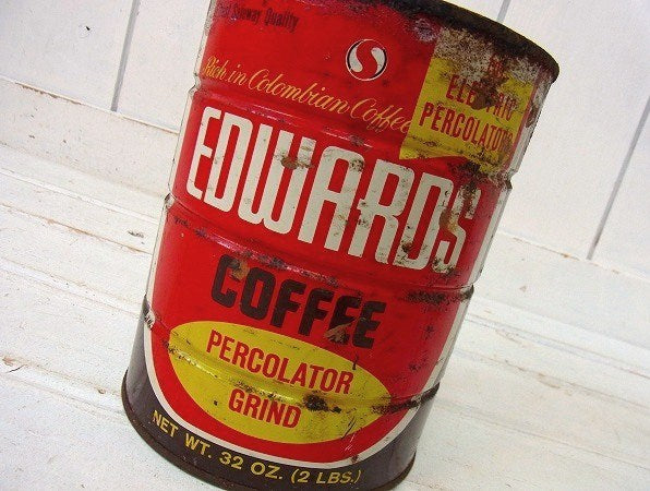 【EDWARDS COFFEE】カラフルなヴィンテージ・コーヒー缶/ティン缶 USA