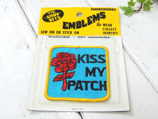 【フラワー・KISS MY PATTCH】メッセージ・ヴィンテージ・刺繍・ワッペン・デッドストック