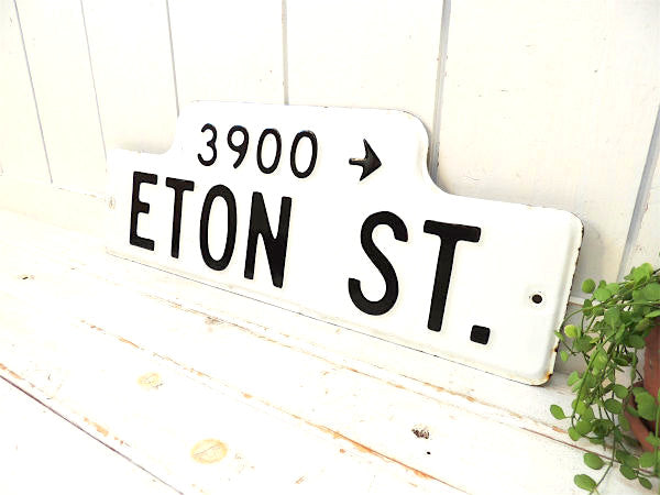 USA 3900→ ETON ST ホーロー製・ヴィンテージ・ストリートサイン・看板・道路標識