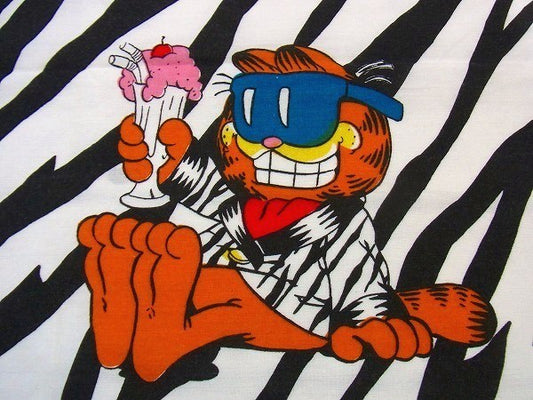 【ガーフィールド】Garfield・ゼブラ柄・70'sヴィンテージ・ユーズドシーツ(1/2) USA