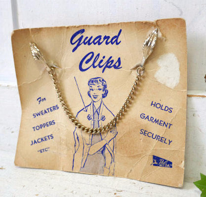 Guard Clips リーフ ゴールドトーン レトロ 50's デッドストック ヴィンテージ セーターガード カーディガンクリップ アクセサリー USA