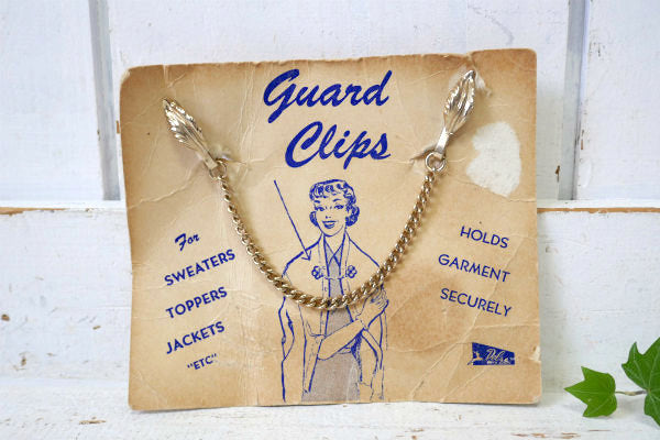 Guard Clips リーフ ゴールドトーン レトロ 50's デッドストック ヴィンテージ セーターガード カーディガンクリップ アクセサリー USA